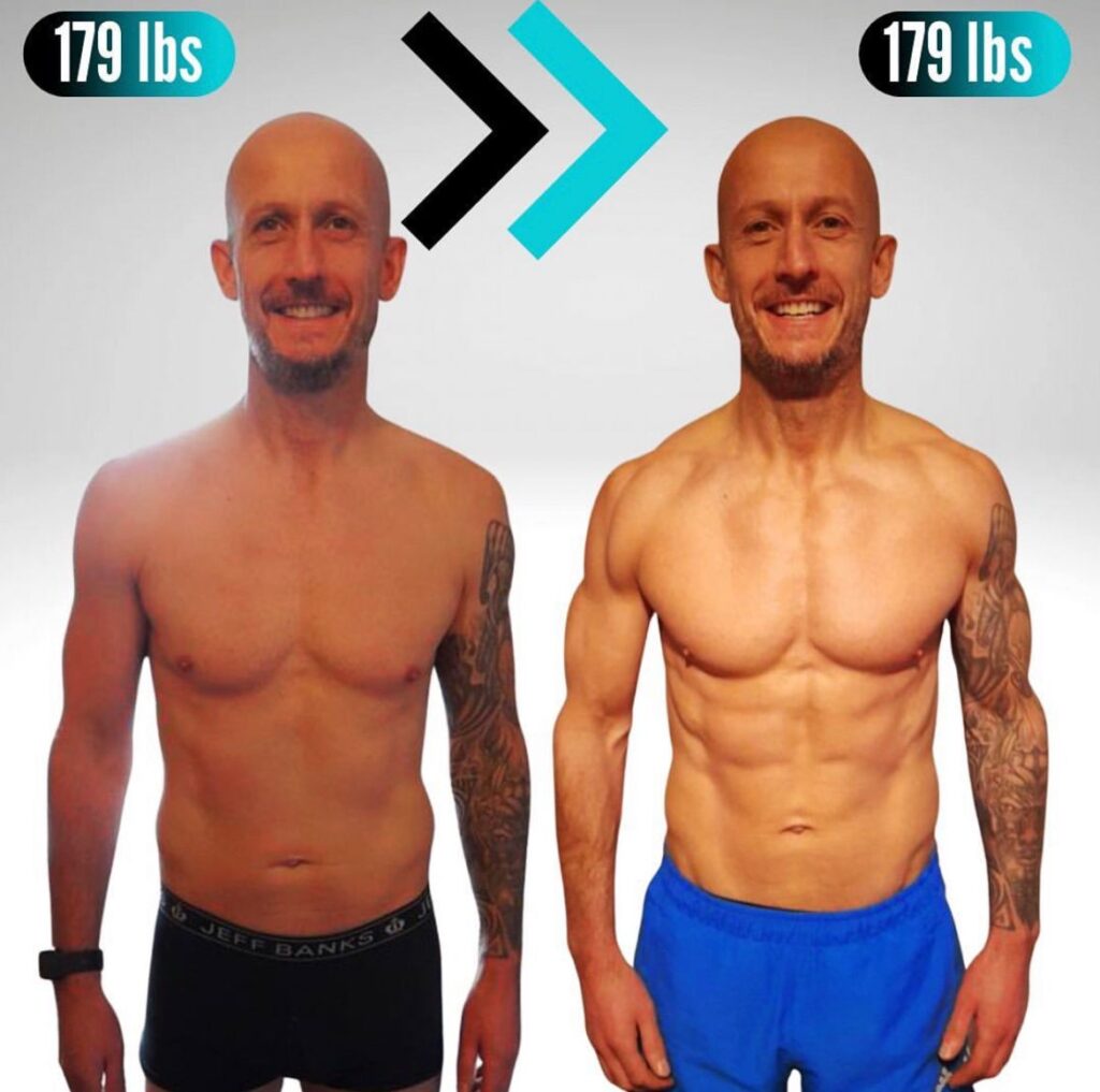A fitness client who has gained muscle without gaining weight